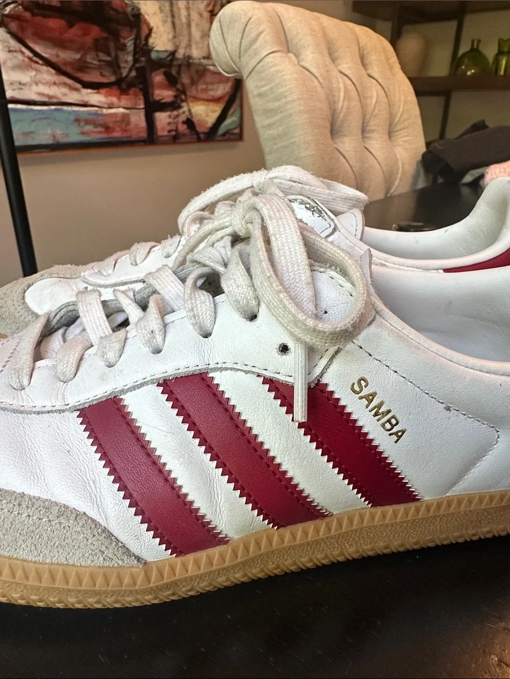 adidas Samba White and Red Low-Top Sneakers